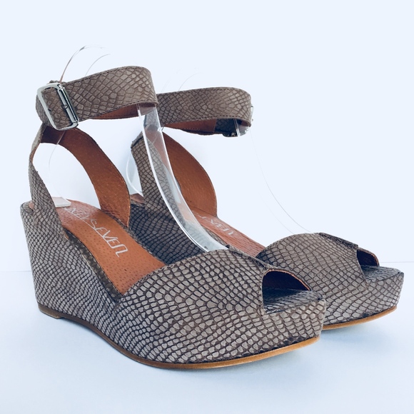 Sixtyseven Shoes - SIXTYSEVEN Valerie Snakeskin Taupe Wedge Sandals